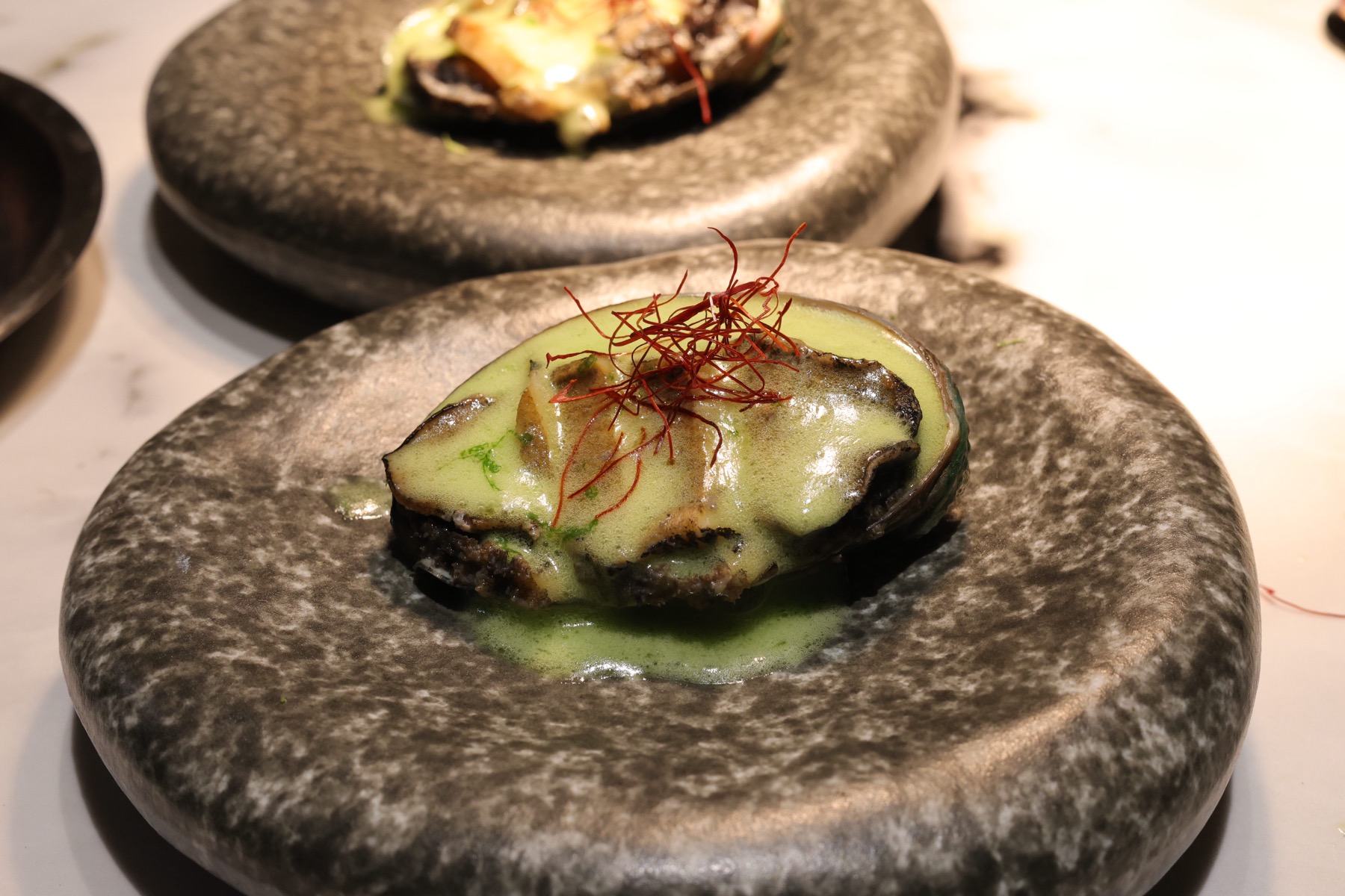 Chef's Table Pan Fry Abalone with Pilpil Foam